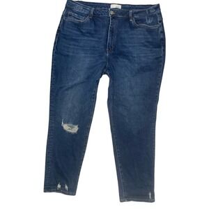 VERVET by FLYING MONKEY High Rise Distressed Straight Leg Blue Jeans | Size 20